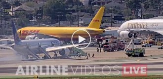 Эвакуация пассажиров из самолета попала на видео