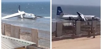 Літак здійснив аварійну посадку в океан і потрапив на відео (2 фото + 1 відео)