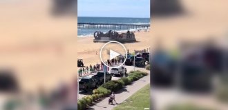 Мощь на воздушной подушке: Впечатляющие маневры огромного судна