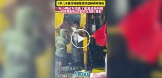 Шестилетний мальчик управляет краном для родителей-акробатов