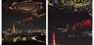 Впечатляющее шоу с участием 10 тысяч дронов (1 фото + 2 видео)