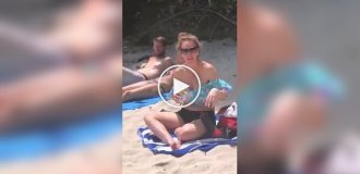 Обезьяна обокрала туристку на пляже