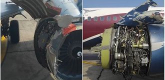 В Нигерии Boeing 737 лишился обшивки двигателя прямо в полете (2 фото + 2 видео)