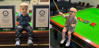 Двухлетний британец полюбил снукер (2 фото + 3 видео)