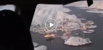 Как выглядит посадка самолета в Гренландии