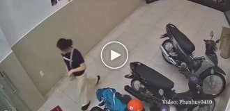 Девушка не заметила стеклянную дверь и врезалась в нее