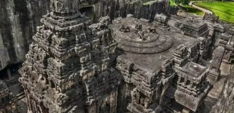 Скальный индуистский храм Кайласанатха (7 фото)