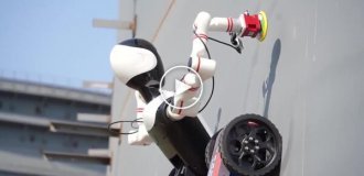 A spider robot from China: moves along walls, cleans rust, and welds parts