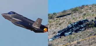 An American fifth-generation fighter F-35B Lightning II crashed in the USA after refueling (2 photos + 2 videos)