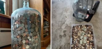 Grandfather emptied his piggy bank after 70 years (4 photos)