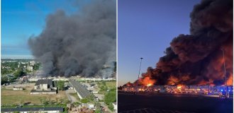 A large shopping complex burned down in Warsaw (3 photos + 2 videos)
