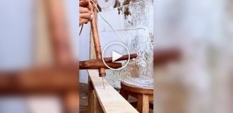 Old wooden hand drill