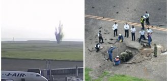 A Japanese airport canceled all flights due to a powerful explosion (2 photos + 1 video)