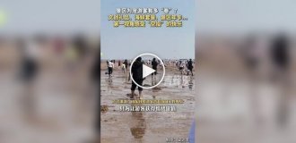 Необычное развлечение на пляже китайского города