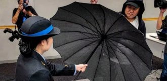 Japanese trains now have umbrellas to protect against maniacs (6 photos)