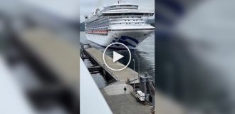 A passenger is late for a cruise ship