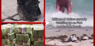 An American found wads of cash in the ocean and handed them over to the cops