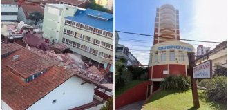 A ten-story hotel collapsed in broad daylight in Argentina (3 photos + 1 video)