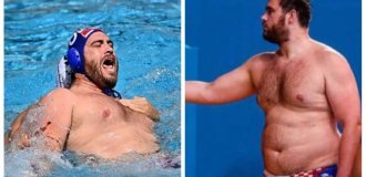 A new hero was found at the Paris Olympics: a member of the Croatian national water polo team with a solid belly (12 photos + 2 videos)