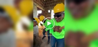 Somewhere on a South American construction site, construction workers are practicing their second talent.