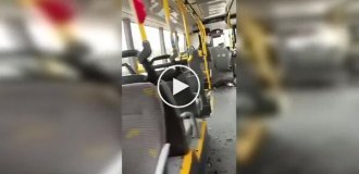 A bus in Belgium was hit by heavy hail.