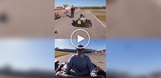 Парни устроили гонки на картах с видом от третьего лица