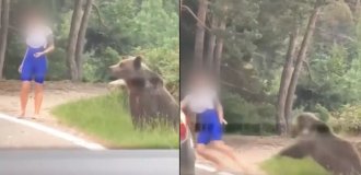 Фотосессия с медведем не задалась (4 фото + 1 видео)