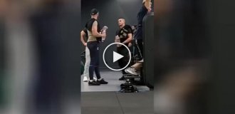 A guy performed crazy stunts in a gym