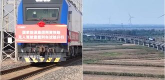 A giant driverless train was tested in China (3 photos + 1 video)