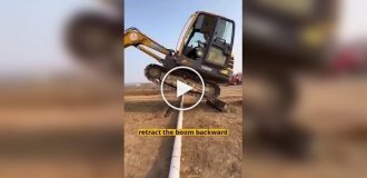 How large and small excavators jump over water pipes