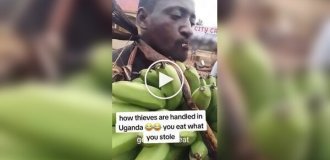В Африке воров заставляют есть и пить то, что они пытались украсть