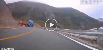 A motorcyclist saved himself from a collision with an excavator