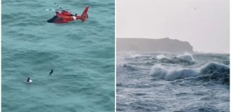 A man on a refrigerator rescued in America after a hurricane carried him 48 kilometers out to sea (1 photo + 2 videos)