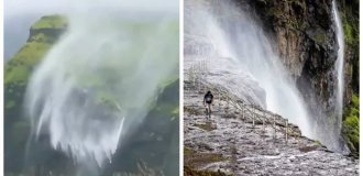 Reverse waterfalls - water rushing upwards (6 photos + 1 video)