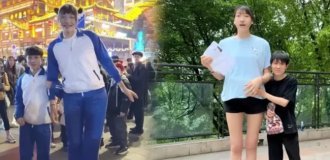 Unequal marriage: a Chinese man surprised the whole world with a bride 2.2 meters tall (3 photos + 1 video)