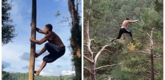 Modern Tarzan: a parkour athlete fearlessly conquers the jungle (11 photos + 2 videos)
