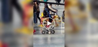 Робопес катает ребенка