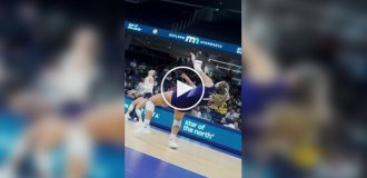 A volleyball rally in slow motion