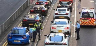 45 суперкаров против тишины: громкий финал нелегального заезда в Гонконге (3 фото + видео)