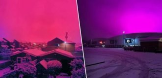 У британському Бірмінгемі небо забарвилося у неоново-рожевий колір (6 фото + 1 відео)
