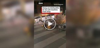 In the UK, a gang of robbers stole an ATM from a store using a construction loader