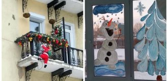 30 examples of New Year's windows and balconies that have become works of art (31 photos)
