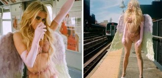Модель воспользовалась карантином, чтобы сделать эротическую фотосессию в метро Нью-Йорка (5 фото)
