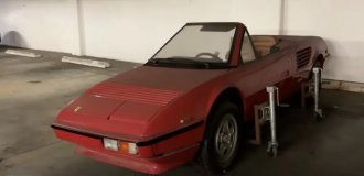 Unusual find: half of a Ferrari supercar was found in a garage (3 photos + 1 video)