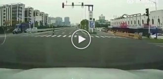 Grandma crosses the road in China