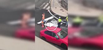 Рабочие перепутали буквы при разметке дороги