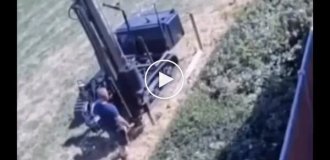 Workers damaged an underground gas main while installing a fence