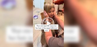 A three-year-old girl decided to play hairdresser and cut her own hair.