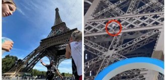 A half-naked extreme sportsman climbed the Eiffel Tower (13 photos + 2 videos)