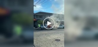 In Australia, a man drove to the store for beer in a burning car